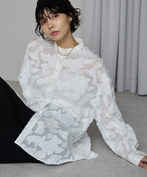 SOTT ブラウス シャツ Cut Jacquard Sheer Shirt / カットジャガード