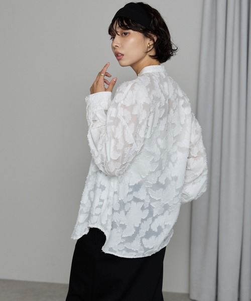 SOTT ブラウス シャツ Cut Jacquard Sheer Shirt / カットジャガード