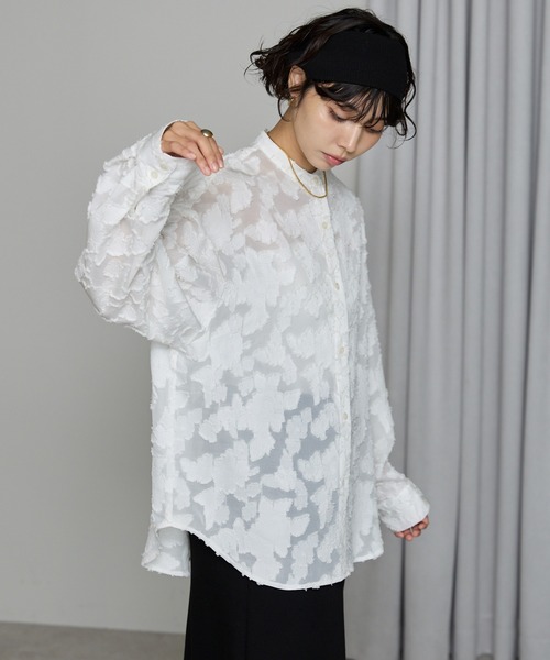 SOTT ブラウス シャツ Cut Jacquard Sheer Shirt / カットジャガード