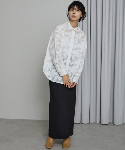 SOTT ブラウス シャツ Cut Jacquard Sheer Shirt / カットジャガード