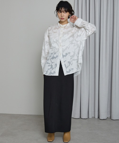 SOTT ブラウス シャツ Cut Jacquard Sheer Shirt / カットジャガード