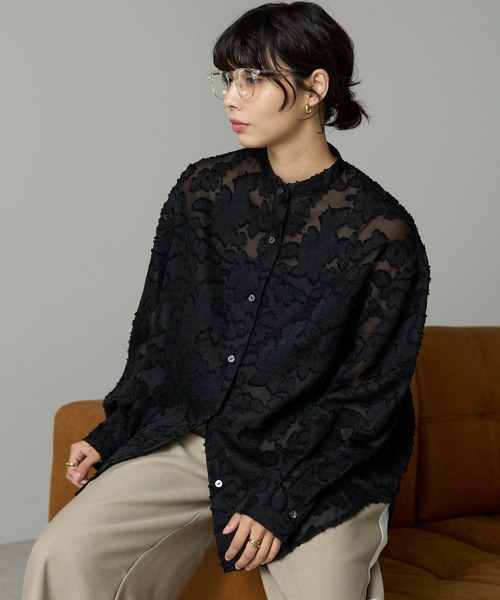 SOTT ブラウス シャツ Cut Jacquard Sheer Shirt / カットジャガード