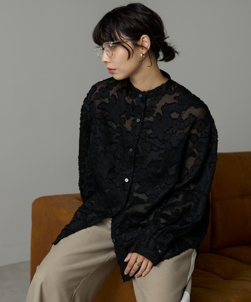 SOTT ブラウス シャツ Cut Jacquard Sheer Shirt / カットジャガード
