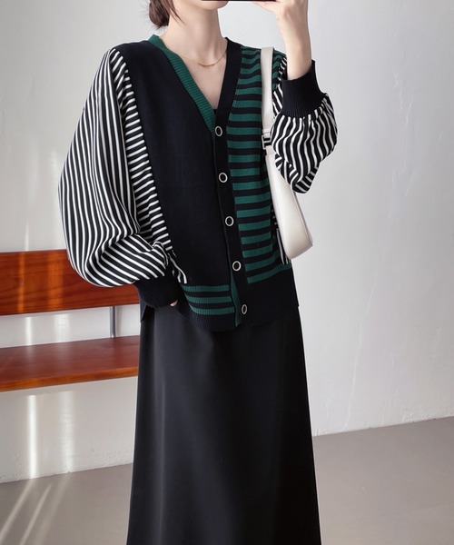ABITOKYO（アビトーキョー） カーディガン バイカラーVネックニット