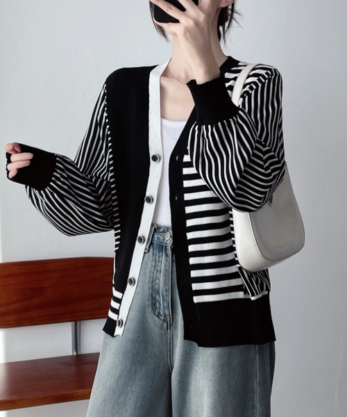 ABITOKYO（アビトーキョー） カーディガン バイカラーVネックニット