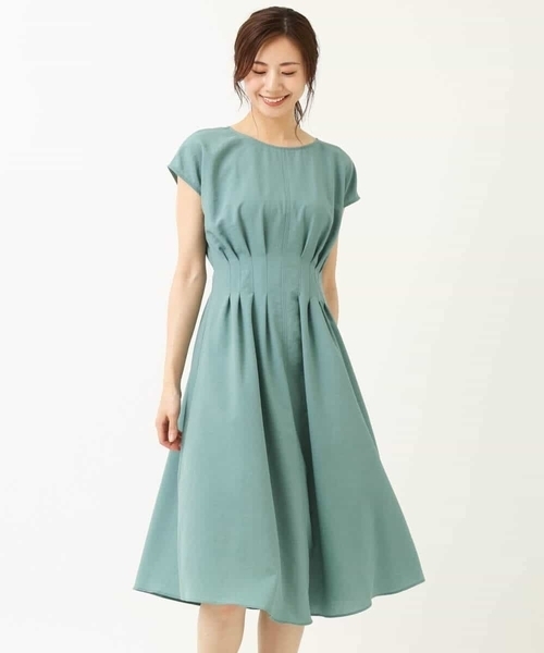 「MK MICHEL KLEIN」 半袖ワンピース 38 グリーン レディース_画像4