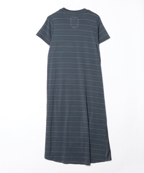 「OKIRAKU」 ストライプ柄半袖ワンピース FREE グレー レディース_画像2