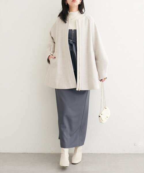 natural couture ノーカラーコート コート 「osono」2WAYノーカラー