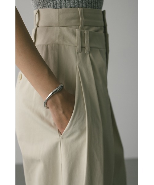 STYLE MIXER スタミキ ベージュ タック入り ワイドパンツ チノパンツ