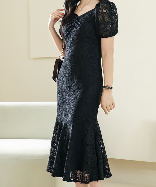 「Lace Ladies」 半袖ワンピース S ブラック レディース_画像2