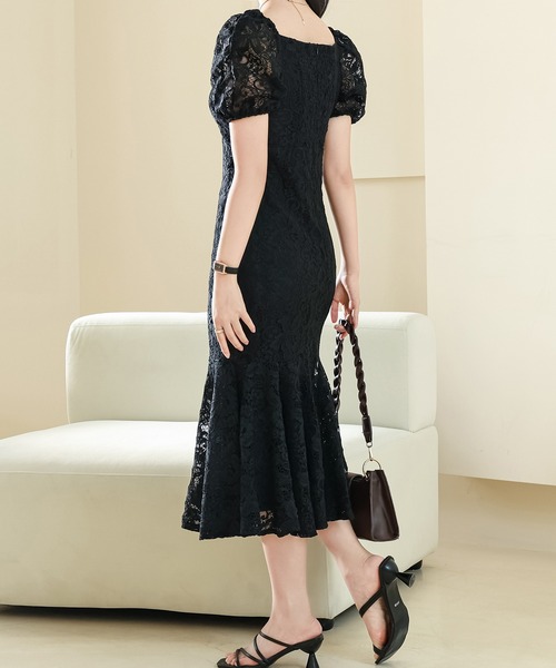 「Lace Ladies」 半袖ワンピース S ブラック レディース_画像3