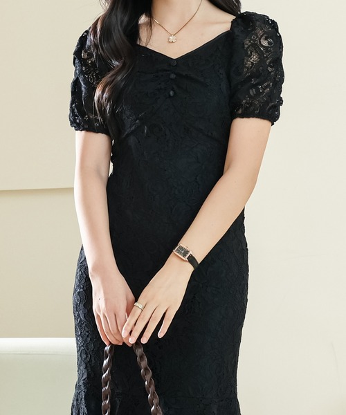 「Lace Ladies」 半袖ワンピース S ブラック レディース_画像5