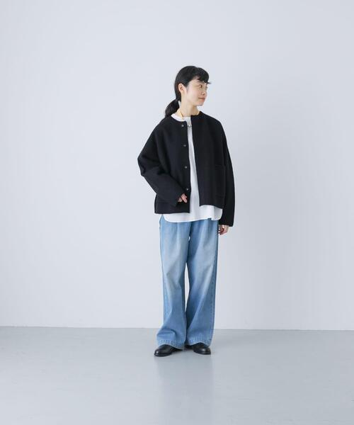 極美品【kagure】かぐれ 毛100% ノーカラーダウンジャケット ネイビー 極美品【kagure】かぐれ 毛100% ノーカラーダウンジャケット ネイビー