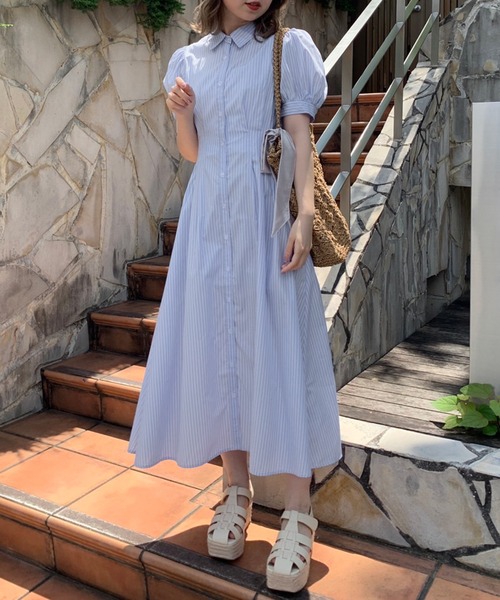 「OLIVE des OLIVE」 シャツワンピース FREE サックスブルー レディース_画像7