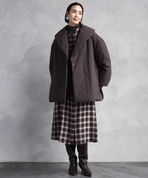 MICHEL KLEIN（ミッシェルクラン） ワンピース バンドカラーチェック