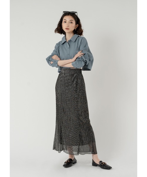 「Adoon plain」 プリーツスカート MEDIUM ライトグレー レディース_画像4