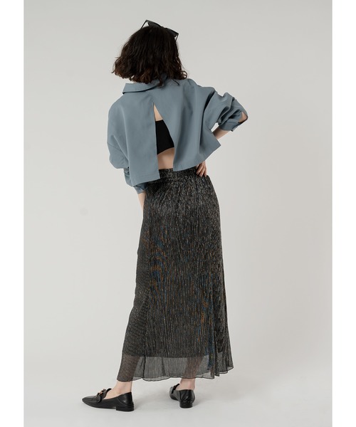 「Adoon plain」 プリーツスカート MEDIUM ライトグレー レディース_画像6