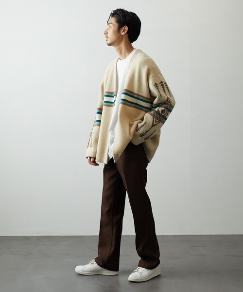 極美品60s PENDLETON 短丈ウールニットカーディガン　良配色オンブレ 極美品60s PENDLETON 短丈ウールニットカーディガン 良配色オンブレ