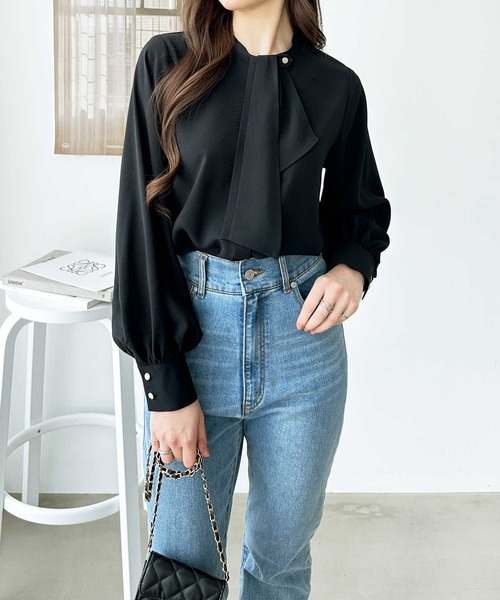 「GeeRA」 長袖ブラウス LARGE ベージュ レディース_画像5