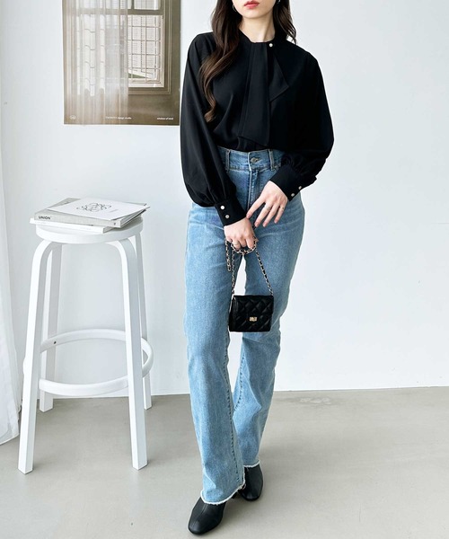 「GeeRA」 長袖ブラウス LARGE ベージュ レディース_画像6