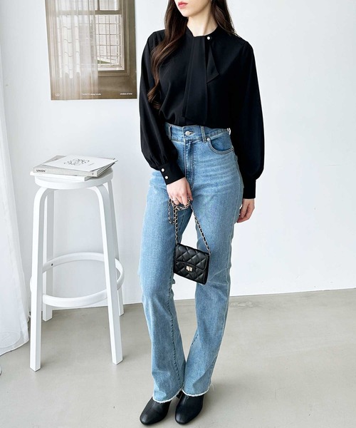 「GeeRA」 長袖ブラウス LARGE ベージュ レディース_画像7