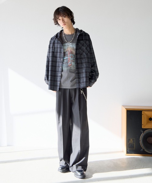 PBLIM ブラウス シャツ 「UNISEX」チェックフードシャツ レディース