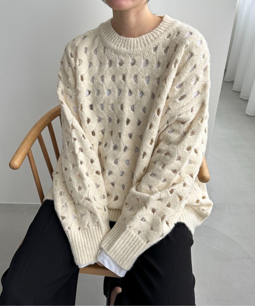 「feepur」 長袖ニット MEDIUM オフホワイト レディース_画像4