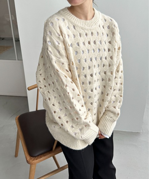 「feepur」 長袖ニット MEDIUM オフホワイト レディース_画像6