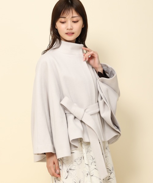 MISCH MASCH（ミッシュマッシュ） ポンチョコート フリ- グレイッシュ