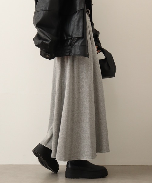 「atONE」 フレアスカート M～Ｌ ライトカーキ レディース_画像4