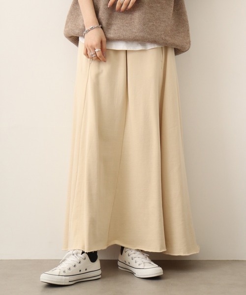 「atONE」 フレアスカート M～Ｌ ライトカーキ レディース_画像7