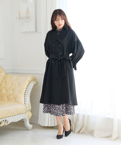 美品・大きいサイズ✨ ローズティアラ トレンチコート プリーツ シフォン 42 Rose Tiara（ローズティアラ） トレンチコート コート ギャザー