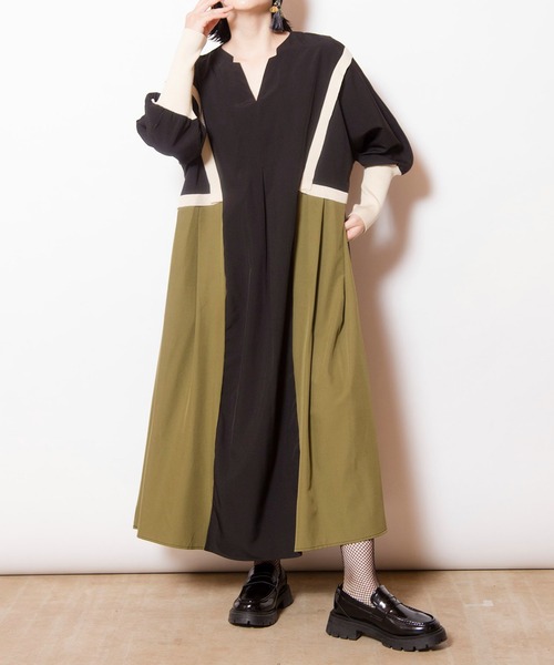 「OSMOSIS」 長袖ワンピース ONE SIZE ブラック レディース_画像2