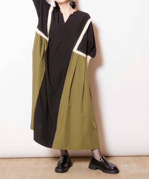 「OSMOSIS」 長袖ワンピース ONE SIZE ブラック レディース_画像3