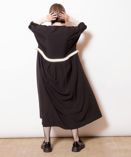 「OSMOSIS」 長袖ワンピース ONE SIZE ブラック レディース_画像5