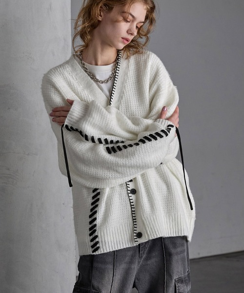 「SERACE」 ニットカーディガン L ブラック メンズ_画像8