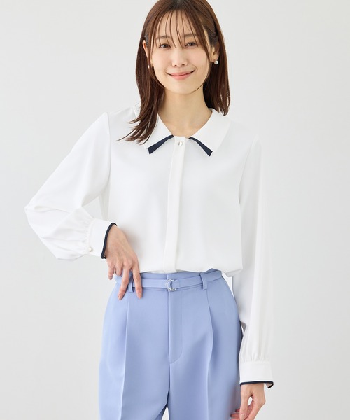 ◯美品　新品　Tabrik タブリク　オーガンジー　ボレロ　ブラウス ROPE' PICNIC（ロペ ピクニック） ブラウス シャツ 配色ダブルカラー