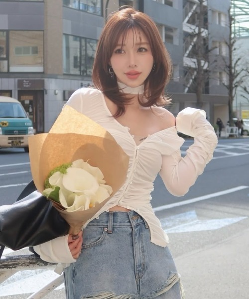 JOSE MOON（ジョゼムーン） tシャツ SPLIT GATHERS CHOKER TOPS