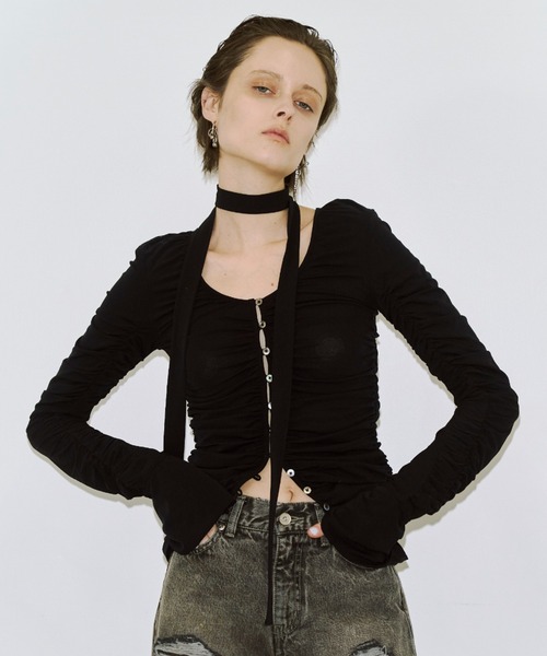 JOSE MOON（ジョゼムーン） tシャツ SPLIT GATHERS CHOKER TOPS
