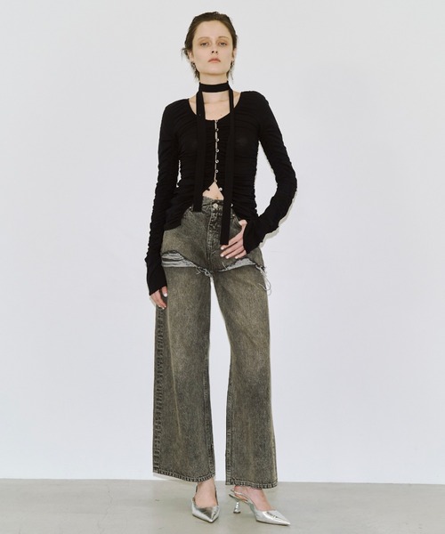 JOSE MOON（ジョゼムーン） tシャツ SPLIT GATHERS CHOKER TOPS