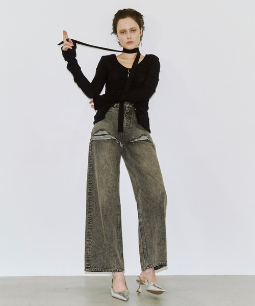 JOSE MOON（ジョゼムーン） tシャツ SPLIT GATHERS CHOKER TOPS