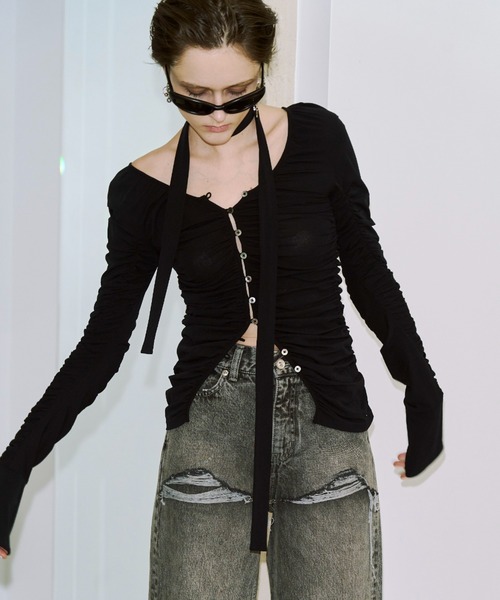 JOSE MOON（ジョゼムーン） tシャツ SPLIT GATHERS CHOKER TOPS
