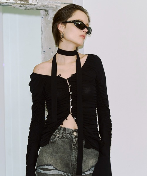 JOSE MOON（ジョゼムーン） tシャツ SPLIT GATHERS CHOKER TOPS
