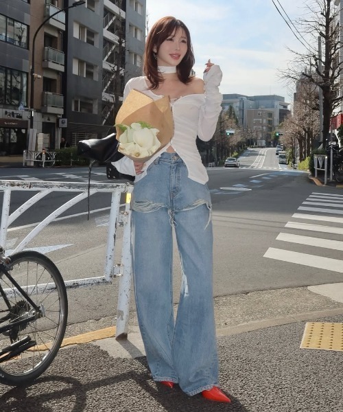 JOSE MOON（ジョゼムーン） tシャツ SPLIT GATHERS CHOKER TOPS