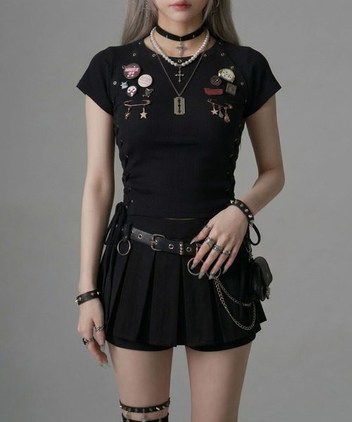 Diable baiser（ディアブルベーゼ） tシャツ ハトメレースアップY2K