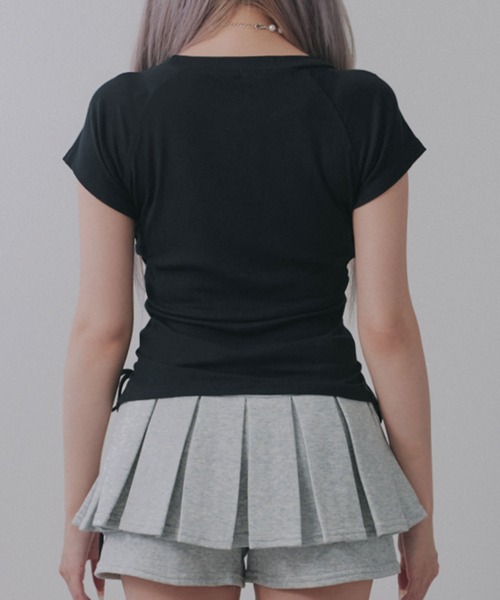 Diable baiser（ディアブルベーゼ） tシャツ 半袖 ハトメレースアップ