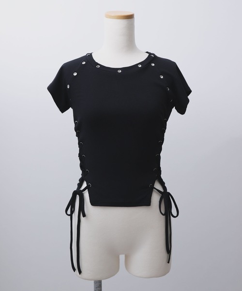 Diable baiser（ディアブルベーゼ） tシャツ 半袖 ハトメレースアップ