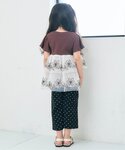 tシャツ チュール刺繍ドッキング半袖Tシャツ ...の詳細画像3