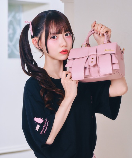 ボストンバッグ BIGリボンボストンバッグ レディースの画像