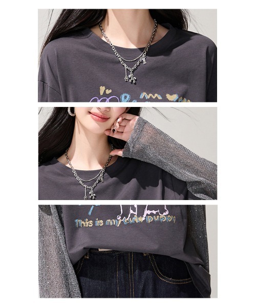 witch tシャツ 大人上品袖キラキラ切替Tシャツ レディース : ZOZOTOWN